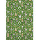 5' X 8' Green Gold And Gray Floral Washable Area Rug With UV Protection