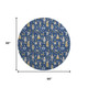 8' Navy Blue Gold And Gray Floral Washable Round Rug With UV Protection