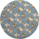 8' Denim Blue Brown And Beige Polka Dot Washable Round Rug With UV Protection