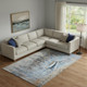 10' X 14' Blue And Beige Nautical Washable Area Rug With UV Protection