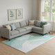 9' X 12' Pale Aqua And Beige Abstract Washable Area Rug With UV Protection