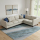 10' X 14' Blue And Charcoal Abstract Washable Area Rug With UV Protection