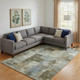 10' X 14' Green And Gray Abstract Washable Area Rug With UV Protection