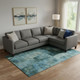 10' X 14' Teal And Aqua Abstract Washable Area Rug With UV Protection