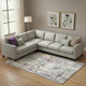 10' X 14' Linen And Purple Abstract Washable Area Rug With UV Protection