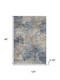8' X 10' Denim Blue And Beige Abstract Washable Area Rug With UV Protection