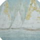 8' Teal And Gold Nautical Washable Round Rug With UV Protection