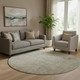 8' Beige And Gray Abstract Washable Round Rug With UV Protection