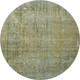8' Green And Gold Abstract Washable Round Rug With UV Protection