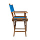 23" Blue and Natural Wood Solid Wood Indoor Outdoor Director Chair