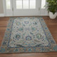 3' X 5' Pewter And Teal Oriental Washable Area Rug With UV Protection