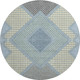 8' Denim Blue And Gray Geometric Washable Round Rug With UV Protection