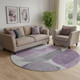 8' Purple And Charcoal Abstract Washable Round Rug With UV Protection