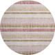 8' Pink And Beige Striped Washable Round Rug With UV Protection