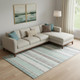 8' X 10' Teal And Gray Striped Washable Area Rug With UV Protection