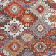 8' Rust And Lavender Geometric Washable Round Rug With UV Protection