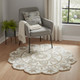 5' Ivory And Beige Wool Medallion Hand Tufted Round Rug