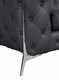 93" Dark Gray Italian Leather Chesterfield Sofa With Silver Legs