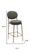 Set of Two 29" Green and Gold Faux Leather and Metal Low Back Bar Height Bar Chairs
