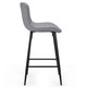 Set of Two 27" Gray and Black Faux Leather and Metal Low Back Counter Height Bar Chairs