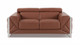 Two Piece Indoor Camel Italian Leather Five Person Seating Set