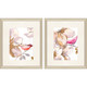 Set Of Two Bird Chatter Set of Set Gold Framed Wall Art
