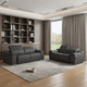 Two Piece Indoor Dark Gray Italian Leather Five Person Seating Set