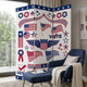 72" Blue and White Canvas Folding Three Panel Screen Room Divider