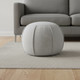 18" Gray Cotton Patchwork Round Pouf Ottoman