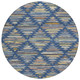 8' Navy Blue And Silver Round Southwestern Washable Indoor Outdoor Area Rug