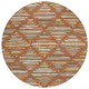 8' Orange And Charcoal Round Southwestern Washable Indoor Outdoor Area Rug