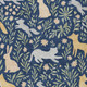 8' X 10' Navy Blue And Gold Botanical Leaves Washable Indoor Outdoor Area Rug