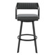 26" Gray And Black Iron Swivel Low Back Counter Height Bar Chair