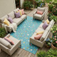 9' X 12' Teal Blue And Pink Geometric Washable Indoor Outdoor Area Rug