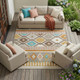 8' X 10' Beige And Orange Southwestern Washable Indoor Outdoor Area Rug