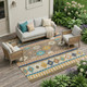 9' X 12' Brown And Taupe Southwestern Washable Indoor Outdoor Area Rug