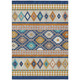 9' X 12' Navy Blue And Ivory Southwestern Washable Indoor Outdoor Area Rug