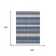 10' X 14' Navy Blue And Ivory Striped Washable Indoor Outdoor Area Rug
