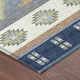 9' X 12' Navy Blue And Green Southwestern Washable Indoor Outdoor Area Rug