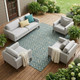10' X 14' Teal Blue And Sky Blue Geometric Washable Indoor Outdoor Area Rug