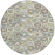8' Green And Brown Round Patchwork Washable Indoor Outdoor Area Rug