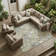 10' X 14' Green And Brown Patchwork Washable Indoor Outdoor Area Rug