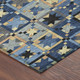 8' Navy Blue And Gold Round Patchwork Washable Indoor Outdoor Area Rug