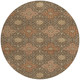 8' X 8' Chocolate And Orange Round Damask Washable Indoor Outdoor Area Rug
