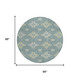8' X 8' Teal Blue And Silver Round Damask Washable Indoor Outdoor Area Rug