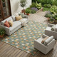 8' X 10' Green And Copper Geometric Washable Indoor Outdoor Area Rug