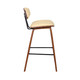 26" Cream and Brown Fabric and Iron Low Back Counter Height Bar Chair