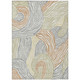 3' X 5' Linen And Green Ikat Washable Indoor Outdoor Area Rug