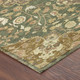 8' X 10' Olive Green And Green Damask Washable Indoor Outdoor Area Rug