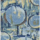 8' X 10' Teal Blue And Denim Blue Abstract Washable Indoor Outdoor Area Rug